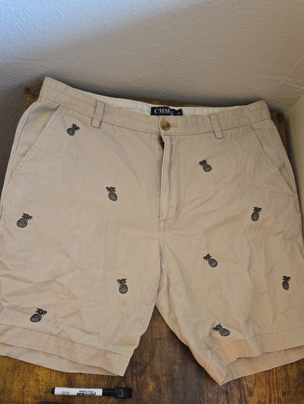 Chaps Tan Pineapple-Embroidered Shorts